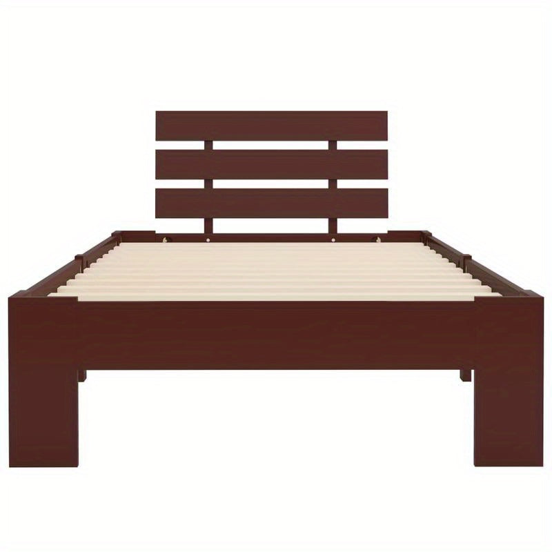 Bedframe Massief Houten Bed Eenpersoonsbed Slapen Bed Stevig – Donkerbruin Europees Design – 100x200 cm – Eenvoudige Montage – Massief Dennenhout