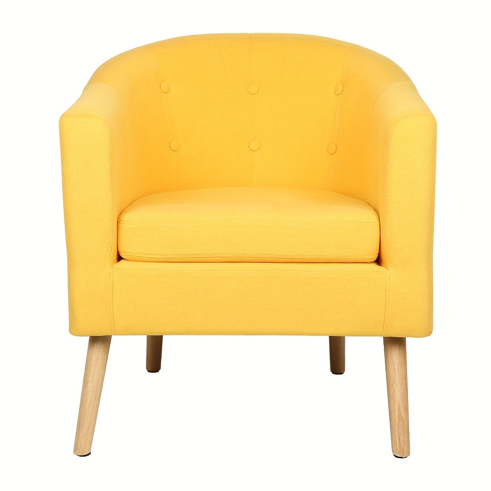 Okergele Fauteuil – Accentstoel – Armstoel – Leesstoel – Woonkamerstoel – Compact Formaat – Ergonomische Rugleuning – Lichtgewicht & Duurzame Katoenmix