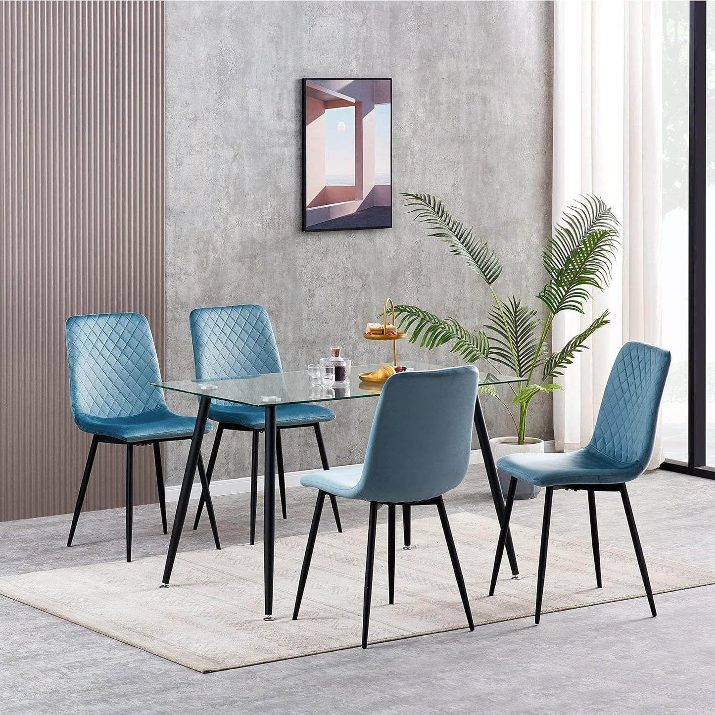 Eetkamerstoel – Designstoel – Velours Stoel – Stoel Met Metalen Poten – Donkergrijs – Ergonomisch Comfort – Duurzame Metaalstructuur