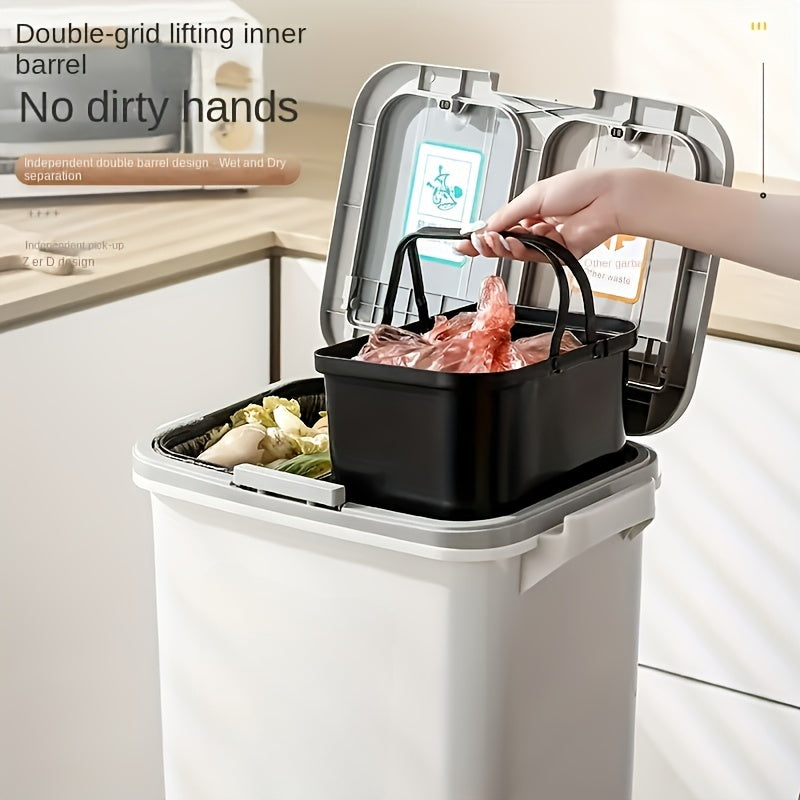Prullenbak – Afvalbak – Afvalemmer – Pedaalemmer – Afvalscheidingsprullenbak – 49 Liter – OdorLock Systeem met Voetpedaal en Vergrendelbare Wieltjes