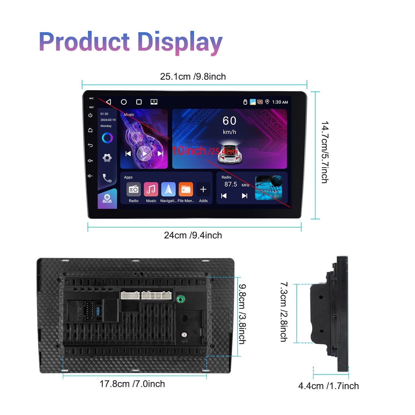 Autoradio – Car Stereo – Auto Radio – Multimedia Speler – Double DIN – 10 Inch HD Touchscreen – Android 15 Systeem – Draadloos CarPlay & Mirror Link – Inclusief AHD Camera & Microfoon