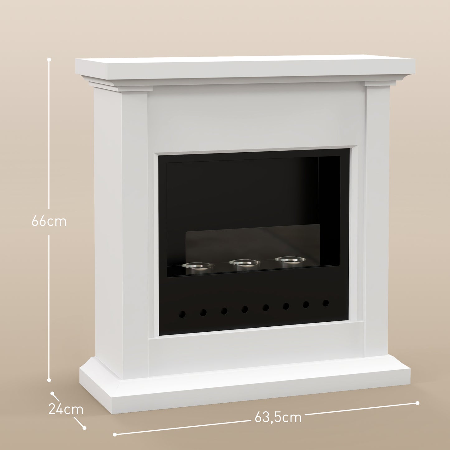 Bio Openhaard – Bio Ethanol Haard – Bio Ethanol Kachel – Sfeerhaard – Vrijstaande Haard – 63,5x24x66 cm – 3 Uur Brandduur – Hittebestendig Glas