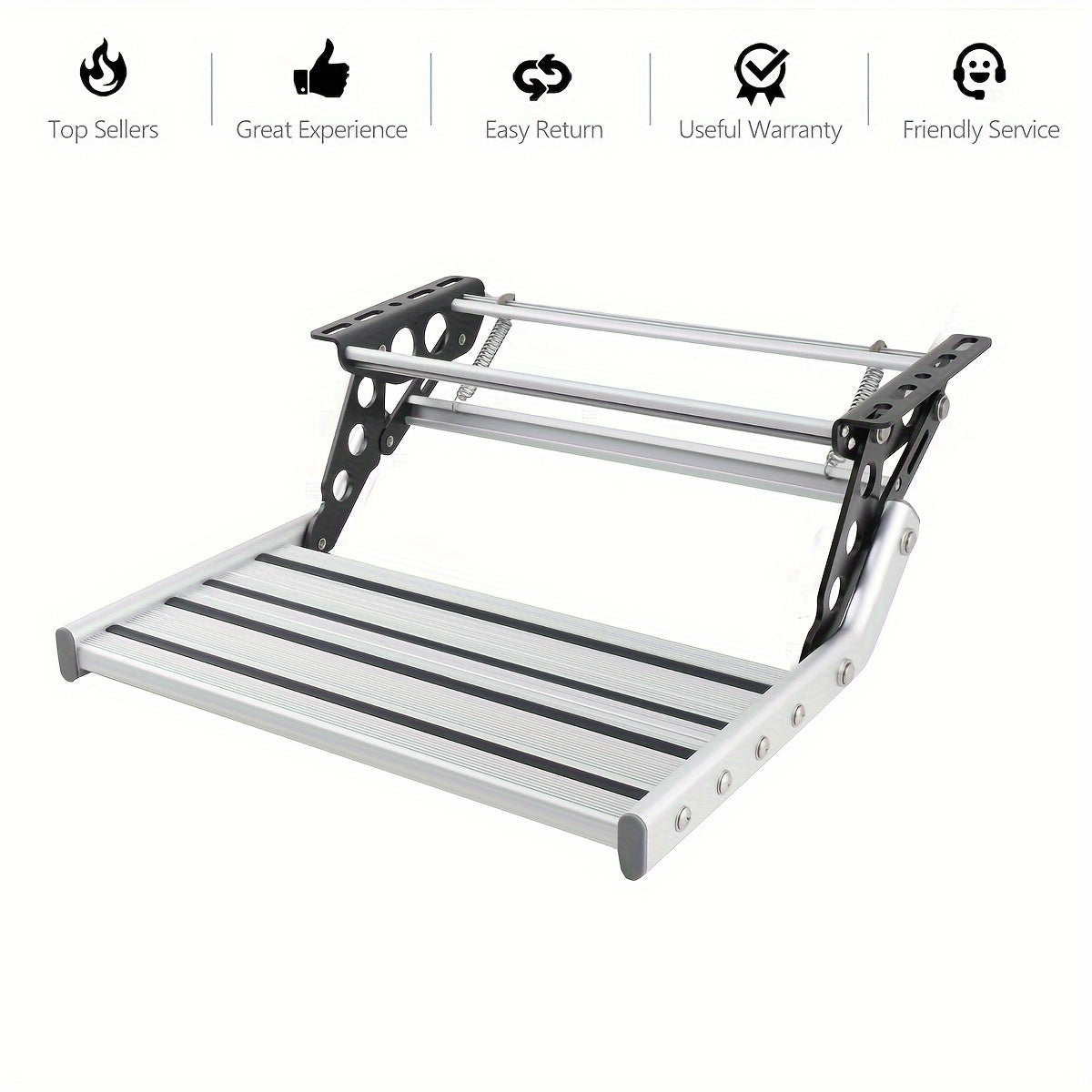 Opstap Caravan – Instaptrap Camper – Inklapbare Trede Motorhome – Reistrap Caravan – Aluminium Opstap – Draagvermogen 150 Kg – Compact En Roestvrij