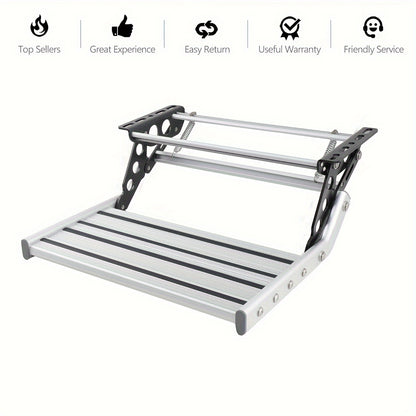 Opstap Caravan – Instaptrap Camper – Inklapbare Trede Motorhome – Reistrap Caravan – Aluminium Opstap – Draagvermogen 150 Kg – Compact En Roestvrij