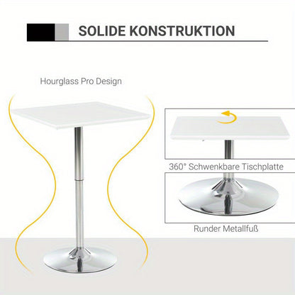 Verstelbare Bartafel – Bar Tafel – Hoge Tafel – Barkruk Tafel – Staande Tafel – Hoogte Verstelbaar – Stevige Metalen Basis – Compact 60x60 cm