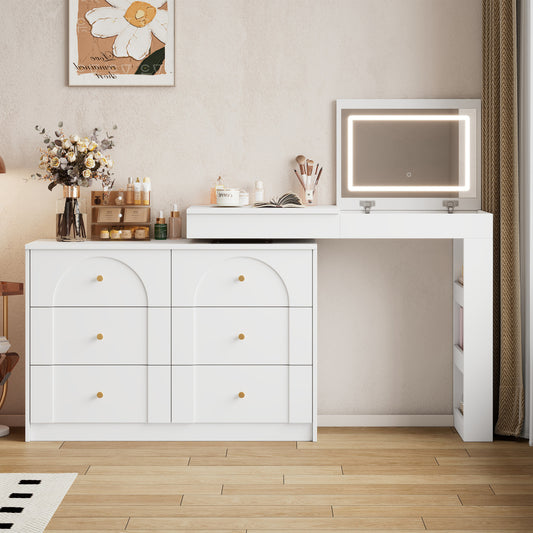 Draaibare Kaptafel – Kaptafel – Make-up Tafel – Bureau – Bijzettafel – Lichtgewicht en Draaibaar – 105x40x80 cm Wit Design