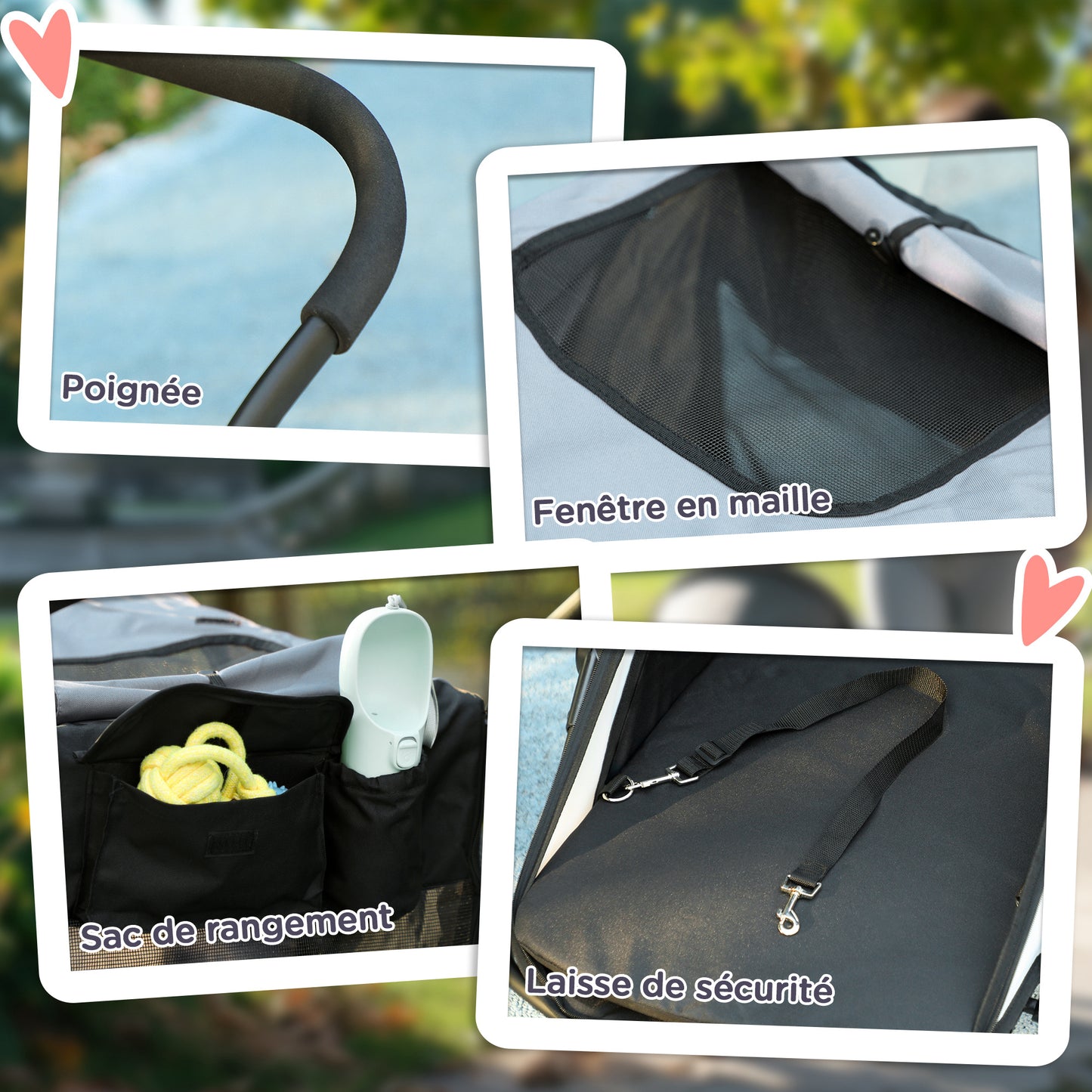 Hondenbuggy – Hondenwagen – Huisdierenwagen – Wandelwagen – Buggy – Opvouwbaar – Rubber Wielen – Tot 40 Kg – Grijs