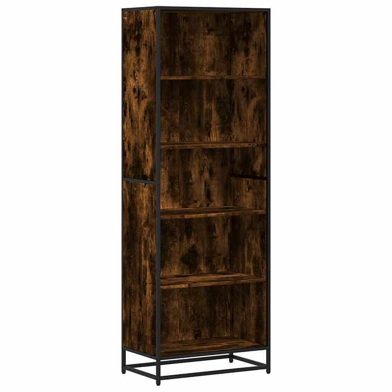 Boekenkast – Vakkenkast – Opbergkast – Wandkast – Boekplank – Handgemaakt – Gerookt Eikenhout – 60x35x170,5 cm – Met Slot – Metaalframe