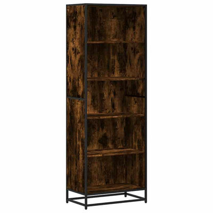Boekenkast – Vakkenkast – Opbergkast – Wandkast – Boekplank – Handgemaakt – Gerookt Eikenhout – 60x35x170,5 cm – Met Slot – Metaalframe