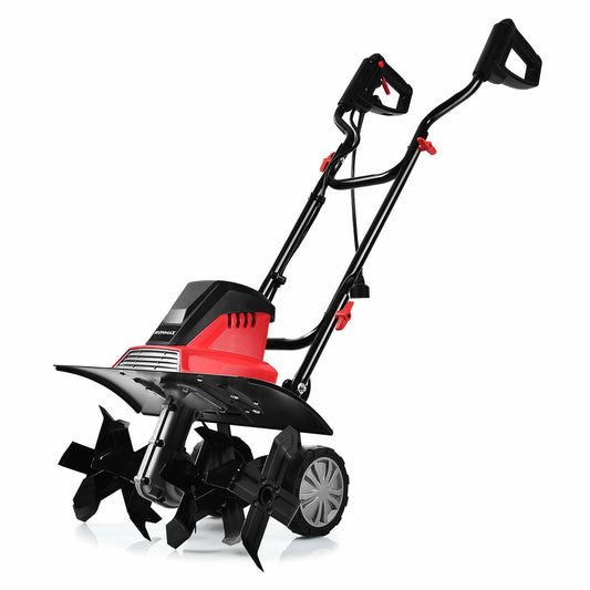 Elektrische Cultivator – Tuinfrees – Grondbewerker – Mini Tiller – Elektrische Hark – 13,5 Amp Motor – 6 Scherpe Messen – Inklapbaar Handvat – Verstelbare Wielen – Rood/Zwart