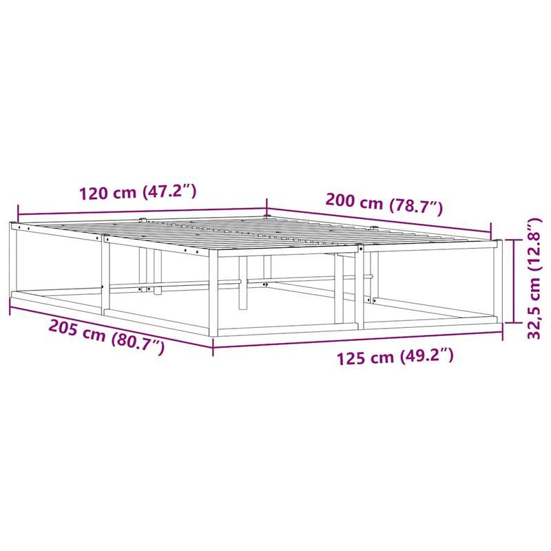 WHITE WHITE MATERASTER 120x200cm in Metal, Bed Base, Bed Frame, Minimalist Style, Modern Furniture, Metal Frame, Easy Assembly, No Mattress Included, Queen Size Bed, Modern Households, Renters