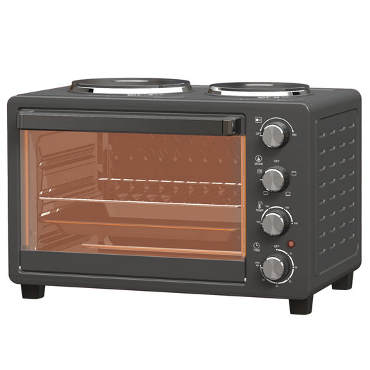Mini Oven – Mini Oven Met Grill – Tafeloven – Elektrische Oven – Bakoven – 28L Inhoud – 2600W Vermogen – Zwart