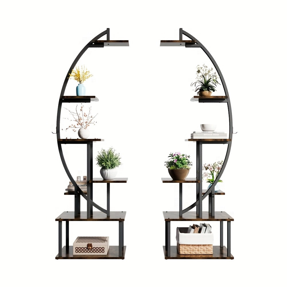 7-laags plantenrek – plantenstandaard – plantenhouder – plantenrek met planken – plantentafel set 2 stuks – ruimtebesparend ontwerp – stevig metalen frame met houten planken