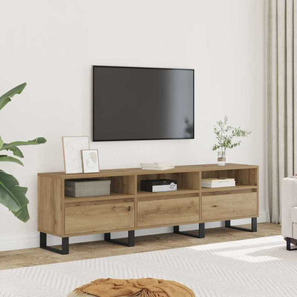 Tv-meubel – Tv-kast – Tv-tafel – Tv-meubelen – Tv-dressoir – Eikenhout – 150x30x44,5 cm – 3 Lades & 3 Legplanken