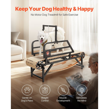 Hondloopband – Hondenloopmachine – Loopband Honden – Binnenloopband – Looptrainer Hond – Geschikt voor Grote Honden Tot 100 kg – Stevig Carbonstaal Frame met Houten Loopvlak