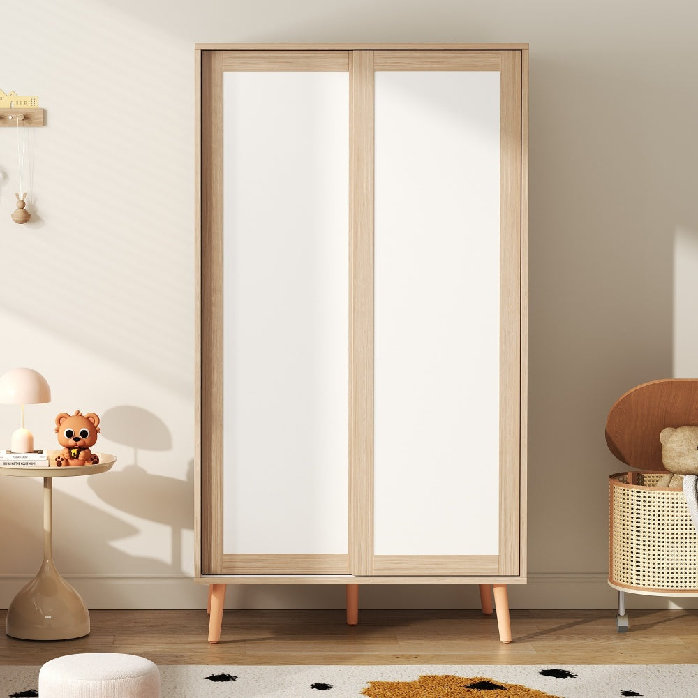 Kledingkast – Garderobekast – Opbergkast – Schuifdeurkast – Slaapkamerkast – Compact 80x46x141,5 cm – Met Schuifdeuren en Ophangstang