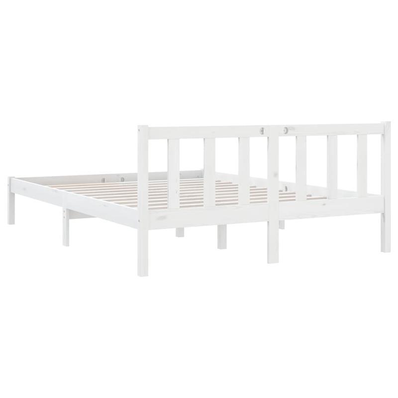White Solid Pine Bed Frame 150x200cm King Size Practical, removable, suitable for all seasons, Home Bedding, Allseason Bed, Clean Aesthetic, Contemporary Design, Durable Construction, Highquality Wood, Easy Assembly, Practica