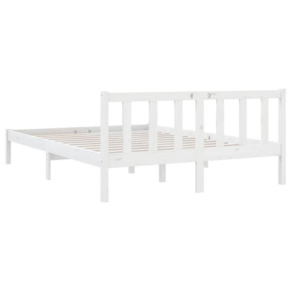 White Solid Pine Bed Frame 150x200cm King Size Practical, removable, suitable for all seasons, Home Bedding, Allseason Bed, Clean Aesthetic, Contemporary Design, Durable Construction, Highquality Wood, Easy Assembly, Practica