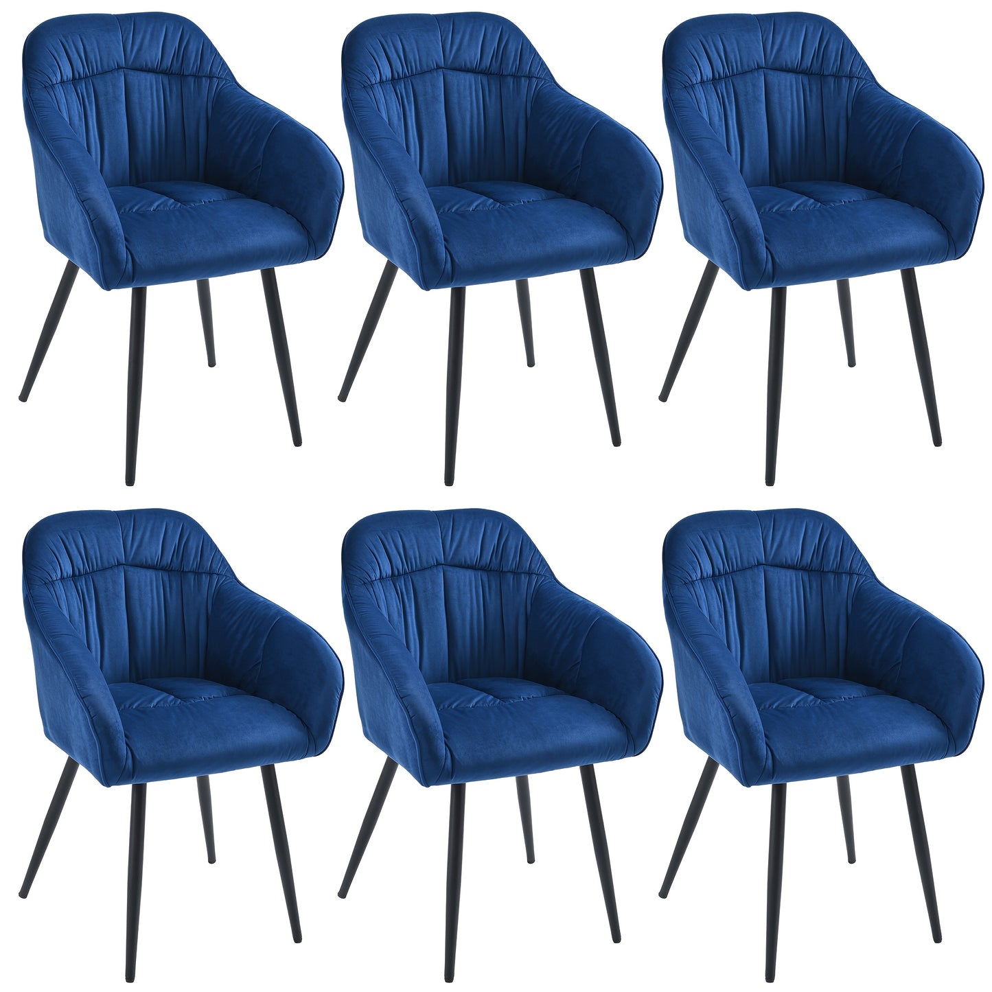 Eetkamerstoel – Kuipstoel – Stoel – Meubel – Woonkamerstoel – Set van 6 – Velours Bekleding – Verstelbare Metalen Poten