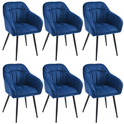Eetkamerstoel – Kuipstoel – Stoel – Meubel – Woonkamerstoel – Set van 6 – Velours Bekleding – Verstelbare Metalen Poten