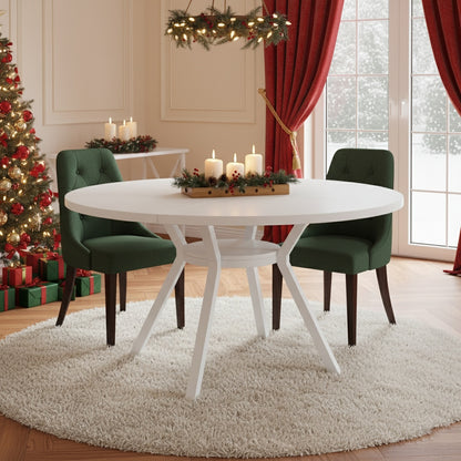 Ronde Eettafel – Eetkamertafel – Keukentafel – Ronde Tafel – Witte Tafel – MDF Tafelblad – Stabiel Metaal Onderstel – Ø 119 cm Voor 4-6 Personen