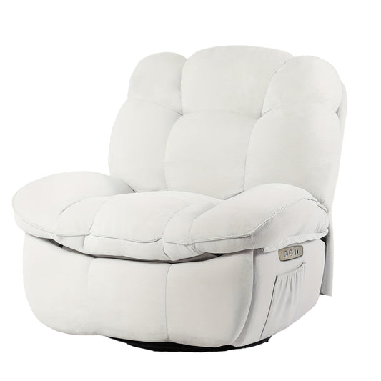 Massagestoel – Massagefauteuil – Relaxstoel – Elektrische Stoel – Loveseat – Elektrisch Verstelbaar – Draaibaar Met USB & Type-C – Pluche Zachte Bekleding – Stevig Metalen Frame – Groen