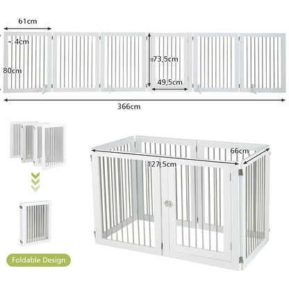 Veiligheidshek Huisdieren – Déparatiehek – Hondenhek – Kattenhek – Inklapbaar Hek – Roestvrij Stalen Barrière – 6 Segmenten – 4 Steunpoten Voor Stabiliteit
