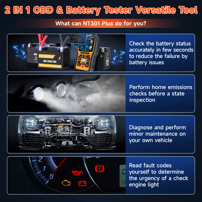 OBD2 Scanner – Diagnostische Scanner – Foutcode Lezer – Batterijtester – Auto Diagnosetool – 12V Batterijtest Met Cold Cranking Amps – Check Engine Light Reset