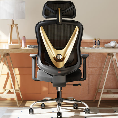 Ergonomische Bureaustoel – Werkstoel – Kantoorstoel – Desk Chair – Computerstoel – Verstelbare Zitdiepte – Hoogte – 135° Kantelbare Rugleuning – Ademend Mesh – Aluminium Onderstel Zwart-Zilver