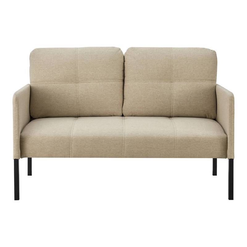 2-Zits Bank – Tweezitsbank – Houtribank – Zithoekbank – Compact Bankje – Beige Kleur – Stevig Houten Frame – Met Twee Rugkussens