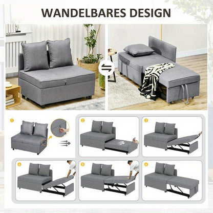 Multifunctionele Slaapstoel – Slaapbank – Slaapfauteuil – Zetelbed – Opklapbare Fauteuil – Ruimtebesparend Ontwerp – Comfortabele Foam Bekleding – Donkergrijs