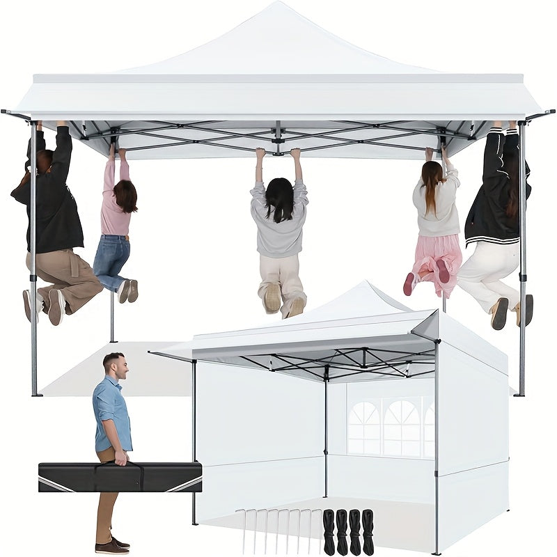 3x3m Pop-up Tent – Vouwtent – Marktkraam Tent – Partytent – Campingtent – Afneembare Zijwanden – 3 Verstelbare Hoogtes – Stevig Rvs Frame – Waterafstotend Polyester – Met Draagtas – Wit