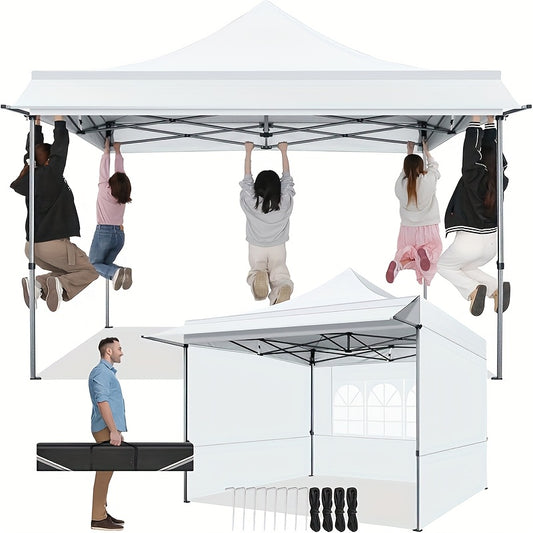 3x3m Pop-up Tent – Vouwtent – Marktkraam Tent – Partytent – Campingtent – Afneembare Zijwanden – 3 Verstelbare Hoogtes – Stevig Rvs Frame – Waterafstotend Polyester – Met Draagtas – Wit
