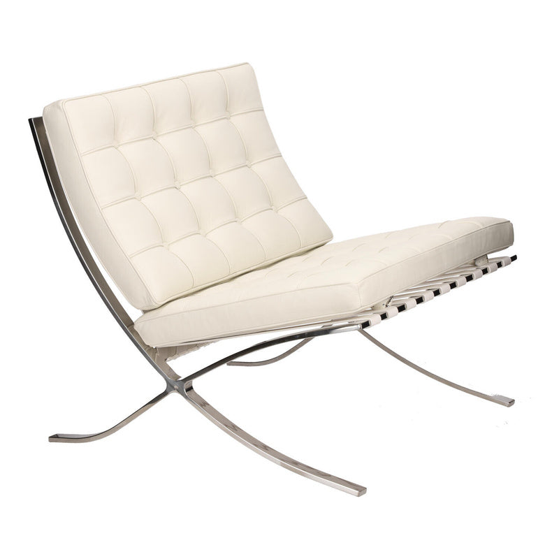 Leren Fauteuil – Relaxstoel – Lounge Stoel – Draaifauteuil – Armstoel – Natuurlijk Wit Leer – 46 cm Zithoogte – Max 120 kg Belastbaar