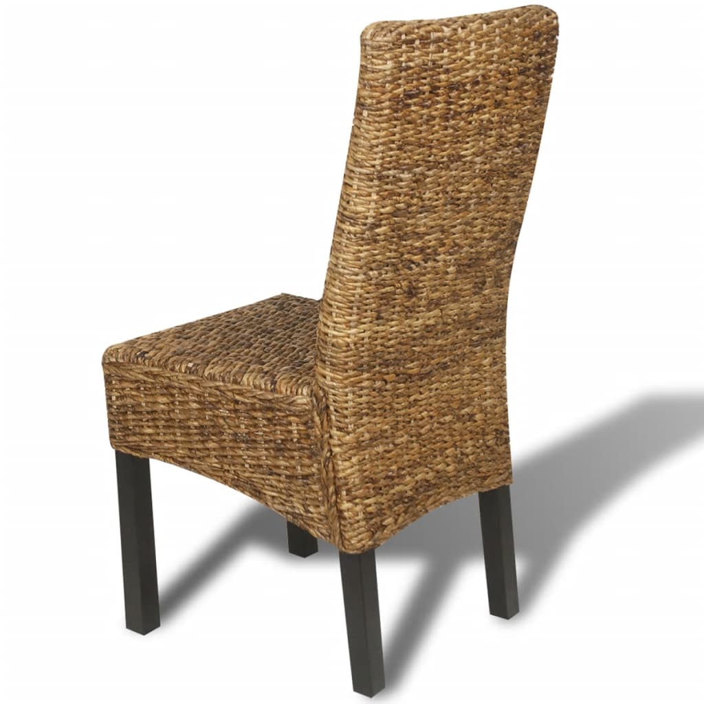 Eetkamerstoel – Eettafelstoel – Keukenstoel – Kuipstoel – Stoel – Handgevlochten Abaca Zitting – Massief Houten Frame – Set van 4