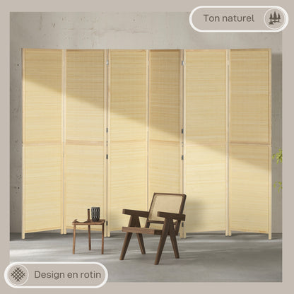 Kamerscherm – Kamerverdeling – Roomdivider – Scheidingswand – Kamerscherm bamboe – 6 Panelen – 270x180 cm – Lichtgewicht & Natuurlijk materiaal