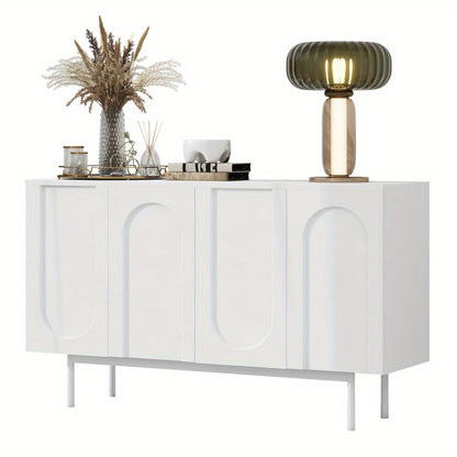 Wit Dressoir – Witte Kast – Opbergkast – Buffetkast – Sideboard – Modern Minimalistisch Design – MDF Duurzaam – 4 Deuren Boogpatroon