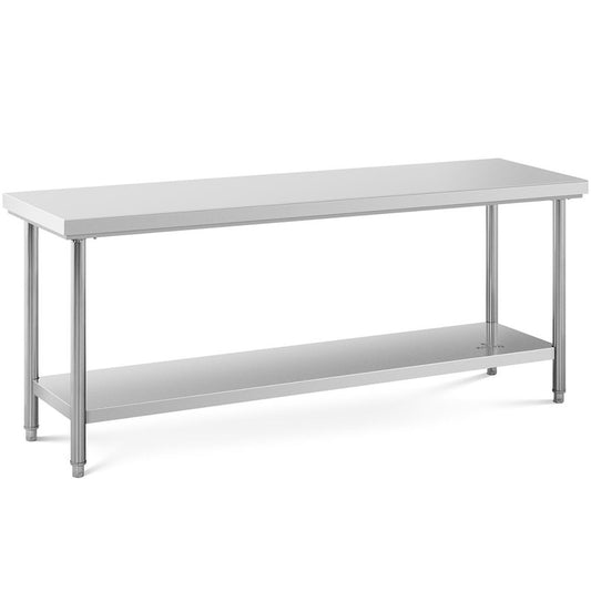 Werkbank – Werktafel – Werkbank Met Opbergruimte – RVS Werkbank – Stalen Werktafel – 200x60 cm – Verstelbare Poten
