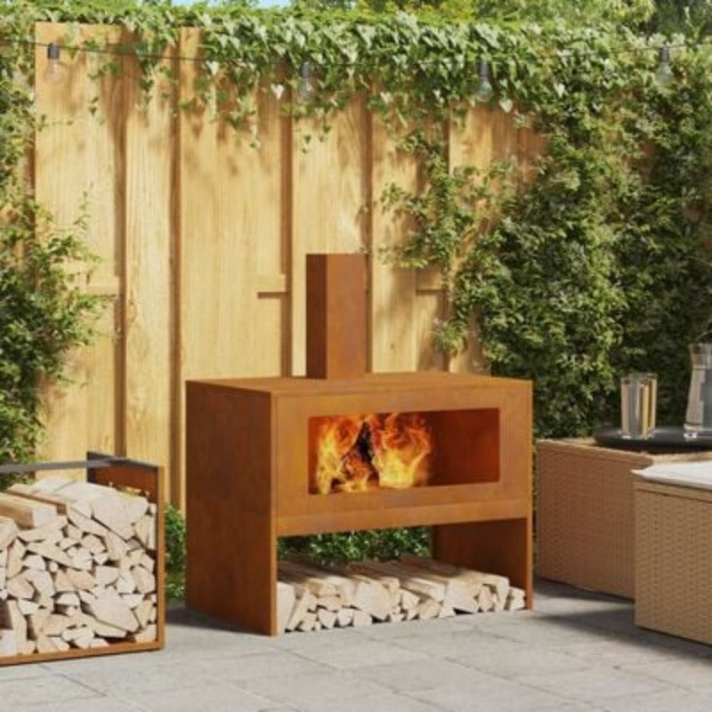Grote Buitenhaard – Vuurkorf – Tuinhaard – Terrashaard – Houtkachel – Metaal – Poedercoating Marron – 80x50x96 cm – Geschikt Voor Buitengebruik – Voor Gezellige Samenkomsten