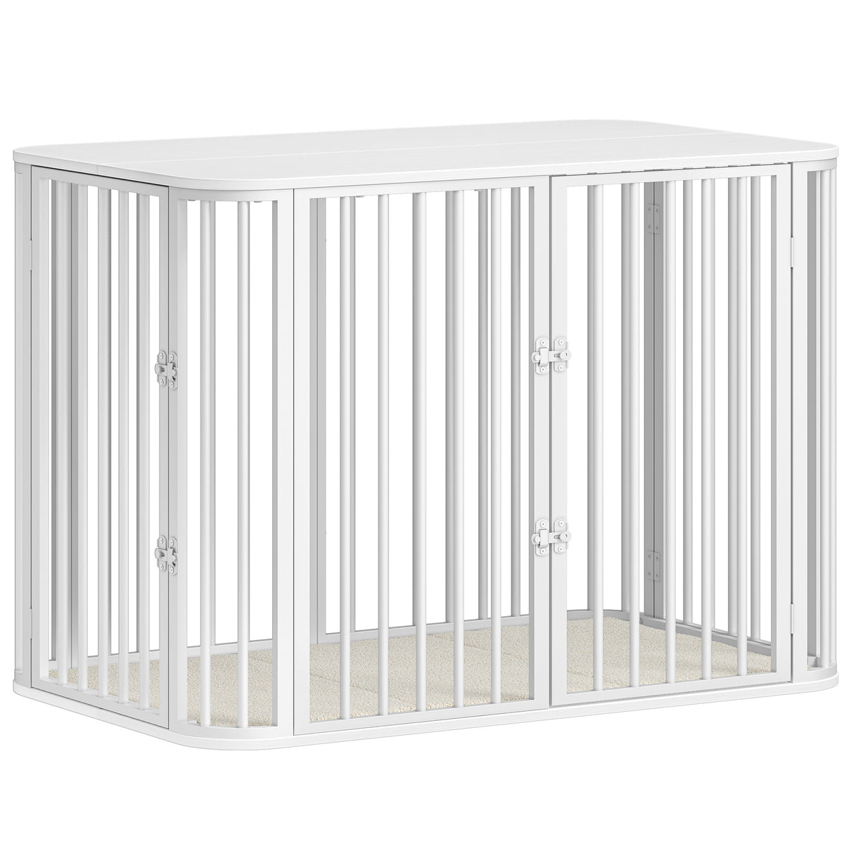 Hondenbank – Hondenmeubel – Hondenbank Met Kussen – Hondenbed – Hondenbank Voor Grote Honden – Wit – Stevig Houten Frame – Meerdere Opbergdeuren