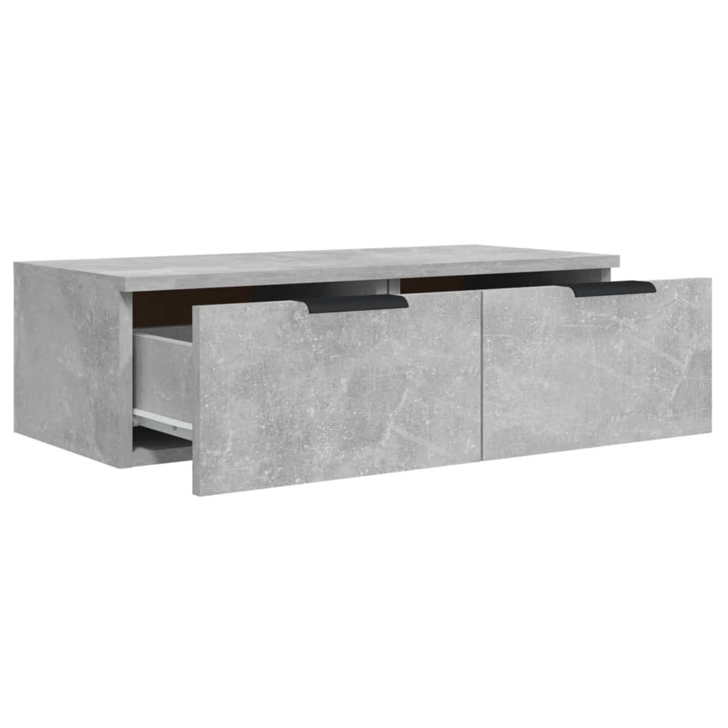 Wandkast – Opbergkast – Vakkenkast – Boekenkast – Dressoir – Set van 2 – Betongrijs – Fineerhout – 68x30x20 cm – Eenvoudige Wandmontage
