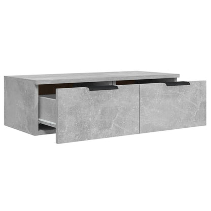 Wandkast – Opbergkast – Vakkenkast – Boekenkast – Dressoir – Set van 2 – Betongrijs – Fineerhout – 68x30x20 cm – Eenvoudige Wandmontage