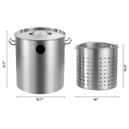 Grote RVS Kookpan – Soeppan – Stoofpan – Braadpan – Steelpan – 60,5 Liter – Roestvrij Staal – Snelle Warmteverdeling