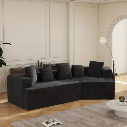 Modulaire Hoekbank – Sectional Bank – L-Vormige Bank – Slaapbank – Modulaire Sofa – Chenillestof – Katoenen Kussens – Eenvoudige Montage – Lichtgewicht Zonder Houten Frame