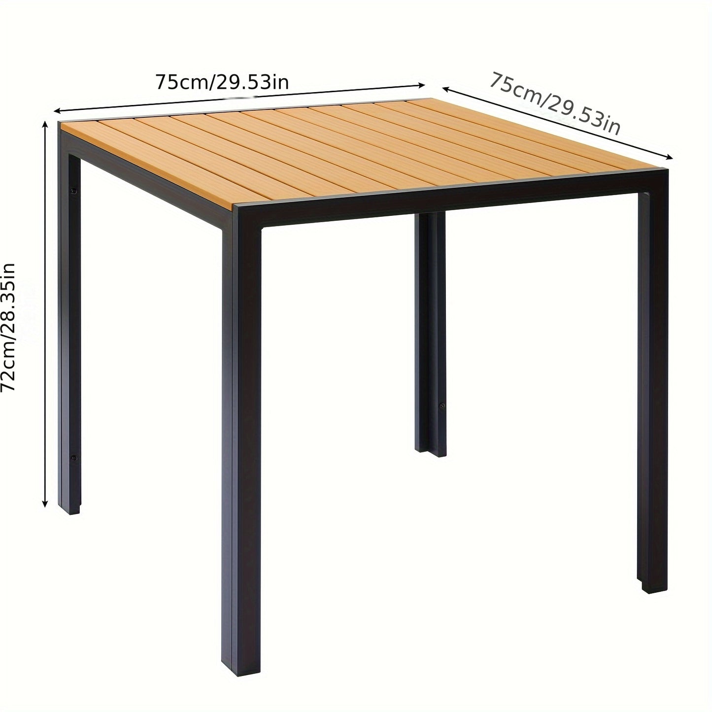 Tuinset Tafel – Balkontafel – Terrastafel – Patio Tafel – Buiten Tafel – Weerbestendig WPC – Aluminium Frame – 75x75 cm Vierkant – Antislip