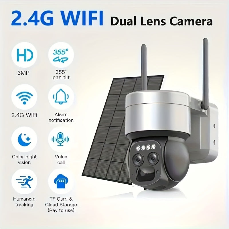 Beveiligingscamera – Bewakingscamera – Buitencamera – Draadloze Camera – 3MP HD Resolutie – Kleurennachtvisie – Pan-Tilt-Zoom