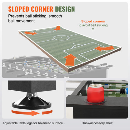 Tafelvoetbalspel – Voetbaltafel – Tafelvoetbal – Voetbalspel – Speltafel – 55 Inch Grootte – MDF & Metalen Frame