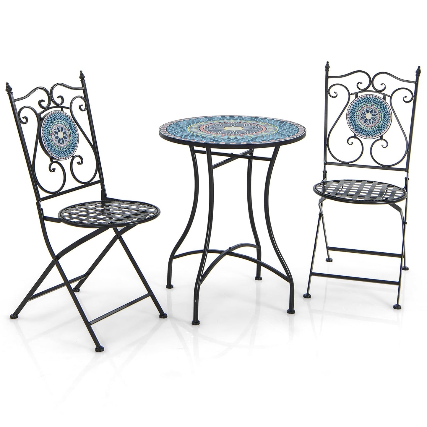 Bistroset – Balkonset – Tuinset – Tuinmeubelen – Stoelentafelset – Inklapbaar – Mozaïekdesign blauw