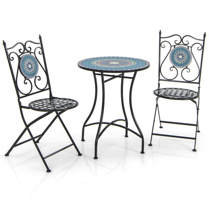 Bistroset – Balkonset – Tuinset – Tuinmeubelen – Stoelentafelset – Inklapbaar – Mozaïekdesign blauw