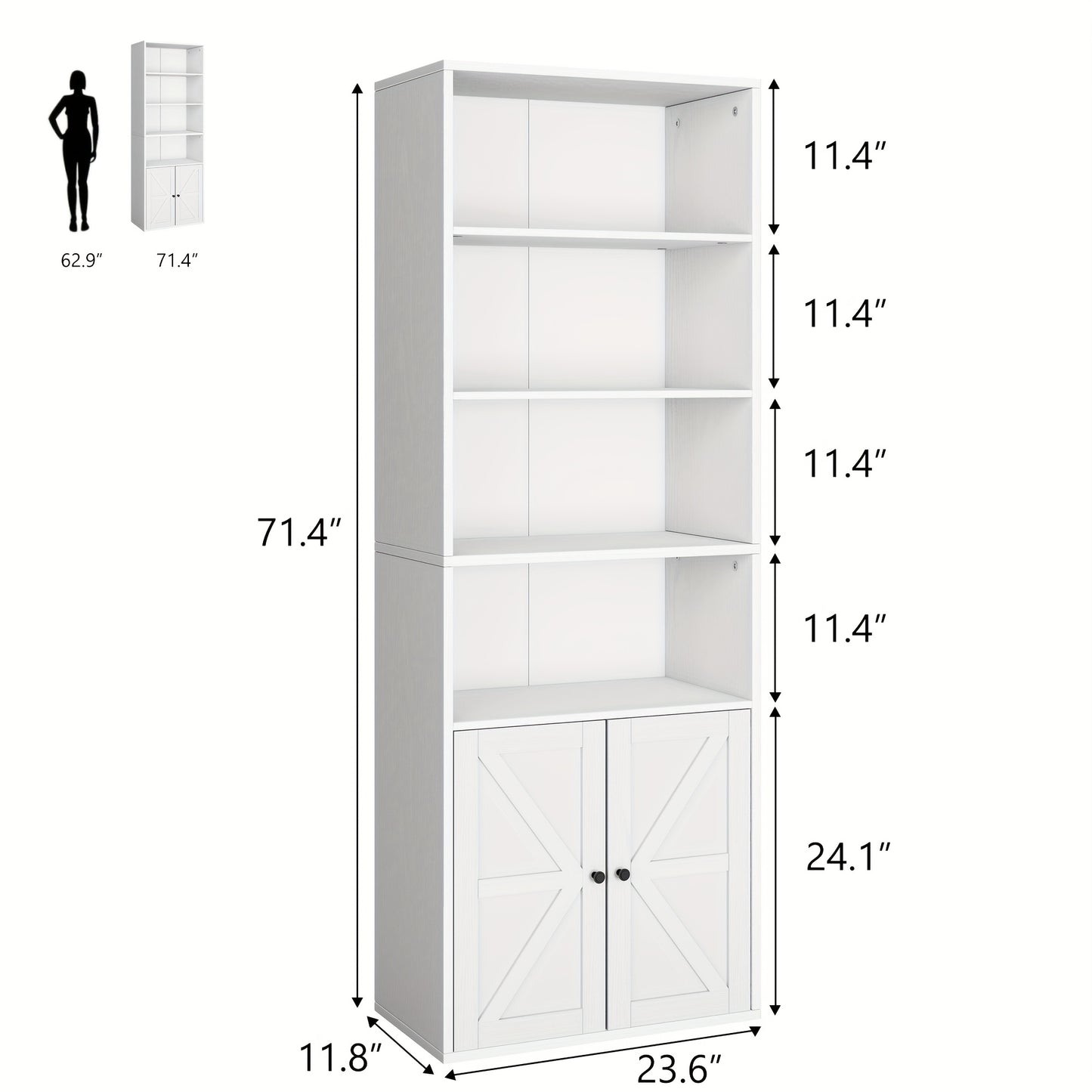 Boekenkast – Boekenrek – Vakkenkast – Opbergkast – Wandkast – Industrieel Hout – 29,97 cm Diep – 181,36 cm Hoog